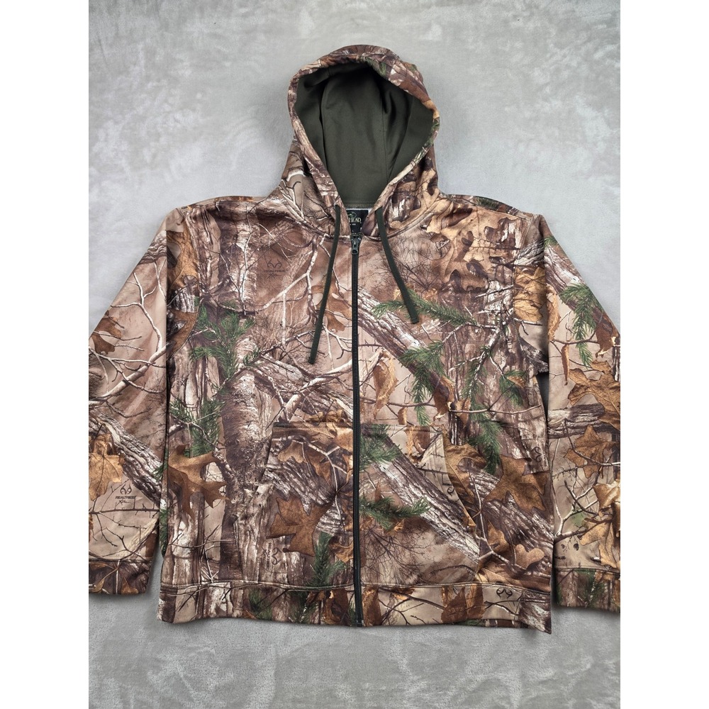 RedHead Full Zip Hoodie Mens Large Camo Realtree Xtra Fleece Hunting Jacket